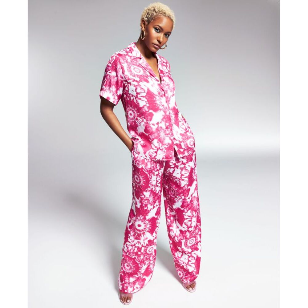 INC International Concepts Ade Samuel For Inc Womens Printed Button Up Shirt